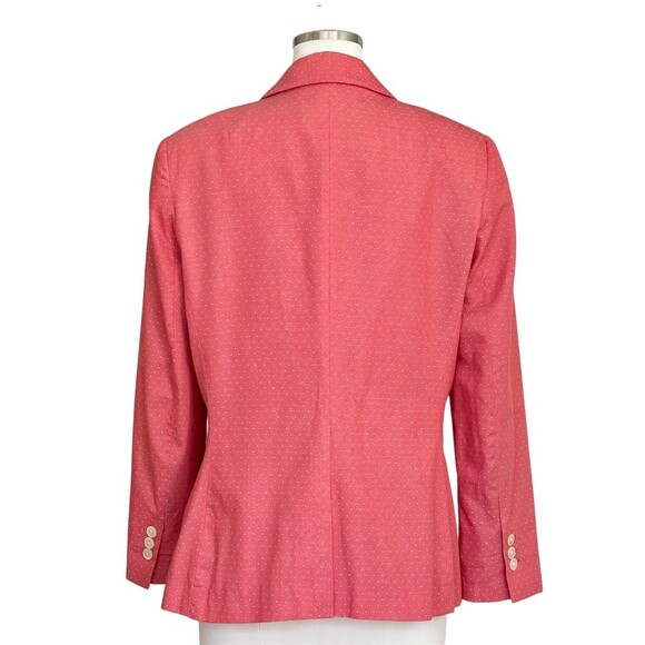 Johnston & Murphy Blazer Womens Size M Pink Polka Dot 1-Button Striped - Picture 7 of 8
